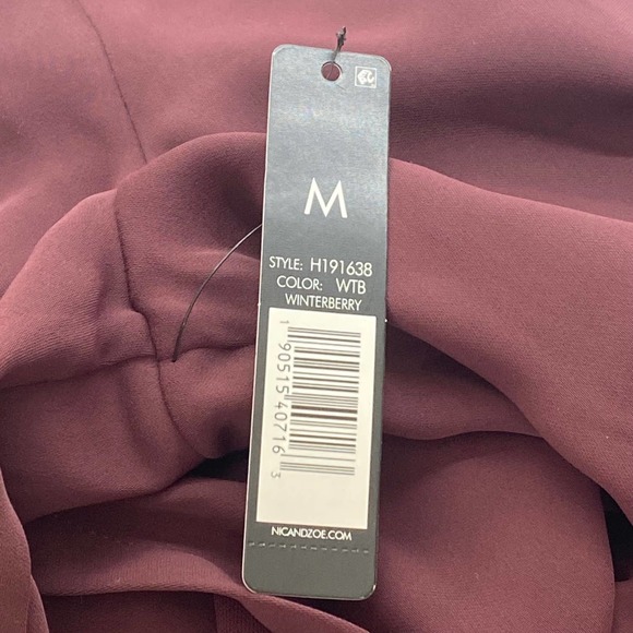 Nic+Zoe Harbour Town Split Neck Tunic Blouse Winterberry Purple Poly NWT Size M - Picture 8 of 10